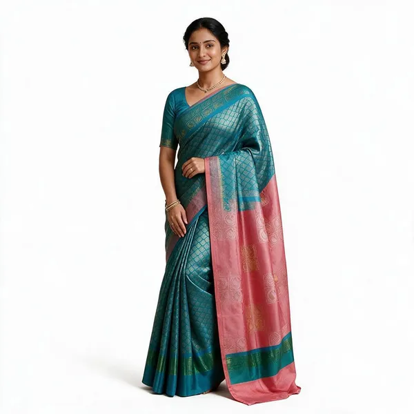 Pink_Cotton_Silk_Printed_Banarasi_Saree_For_Women
