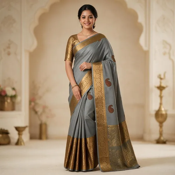 Grey_Cotton_Silk_Paisley_Woven_Banarasi_Saree_For_Women