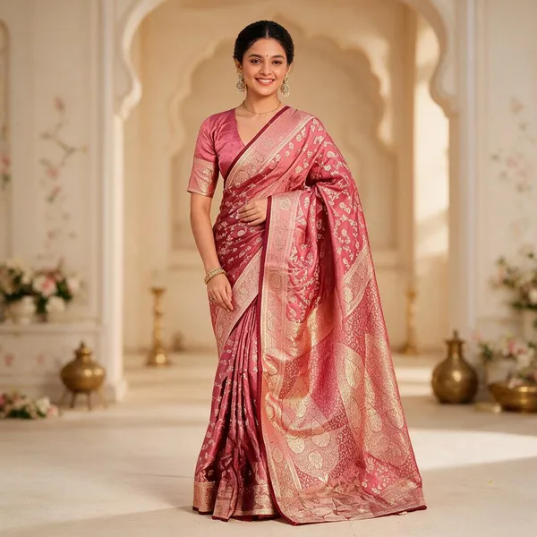 Pink_Cotton_Silk_Floral_Print_Bollywood_Saree_For_Women