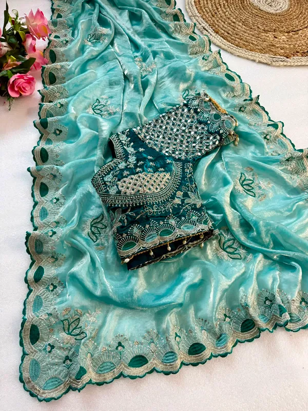 Sky_Blue_Satin_Silk_C-Pallu_Embroidery_Mirror_Work_Saree_For_Women