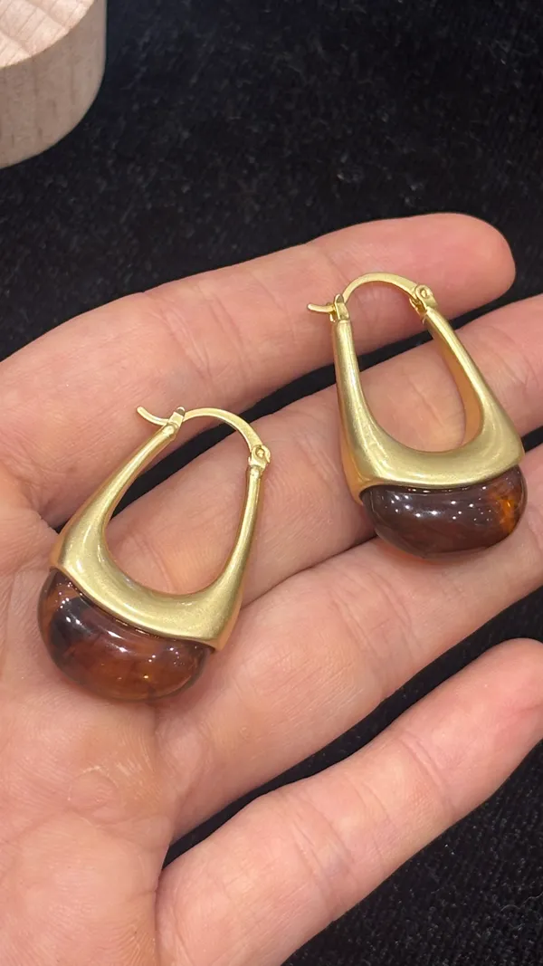 Brushed_Gold_Amber_Hoops