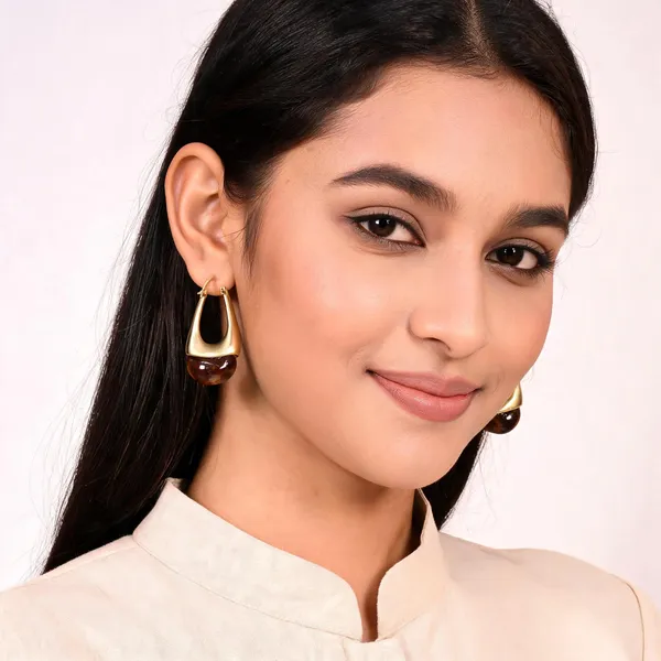 Brushed_Gold_Amber_Hoops