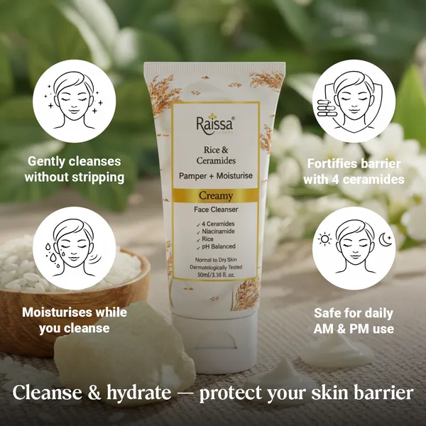 Raissa_Rice_&_Ceramides_Face_Wash_for_Normal_to_Dry_Skin,_50ml_|_Brightening_Cleanser_with_4_Ceramides,_Niacinamide_&_Rice_Extract_-_Pack_of_2