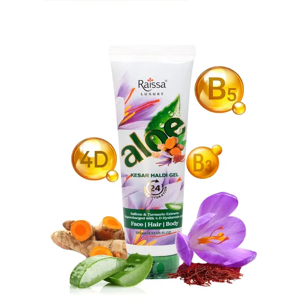 Raissa_4D_Hyaluronic_Acid_Face_Gel_|_Pure_Aloe_Vera_with_Saffron,_Turmeric,_Niacinamide_&_D-Panthenol_|_Skin_Plumping_&_Deep_Hydration_|_Multi-Use_Gel_Moisturizer_|_For_Face_&_Body_|_100g_|_Unisex