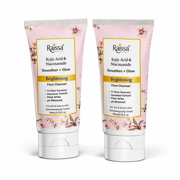Raissa_Brightening_Face_Wash_Cleanser_Soap_Free_with_Kojic_Acid,_Niacinamide,_Glow_Boosters_for_Dull,_Uneven_Skin|_Tan_removal,_Depigmentation,_dark_spot_correction|_Japanese_Tsubaki_&_Plant_AHAs|50ml_-_Pack_of_2