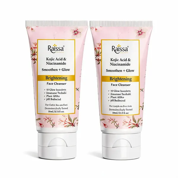 Raissa_Brightening_Face_Wash_Cleanser_Soap_Free_with_Kojic_Acid,_Niacinamide,_Glow_Boosters_for_Dull,_Uneven_Skin|_Tan_removal,_Depigmentation,_dark_spot_correction|_Japanese_Tsubaki_&_Plant_AHAs|50ml_-_Pack_of_2