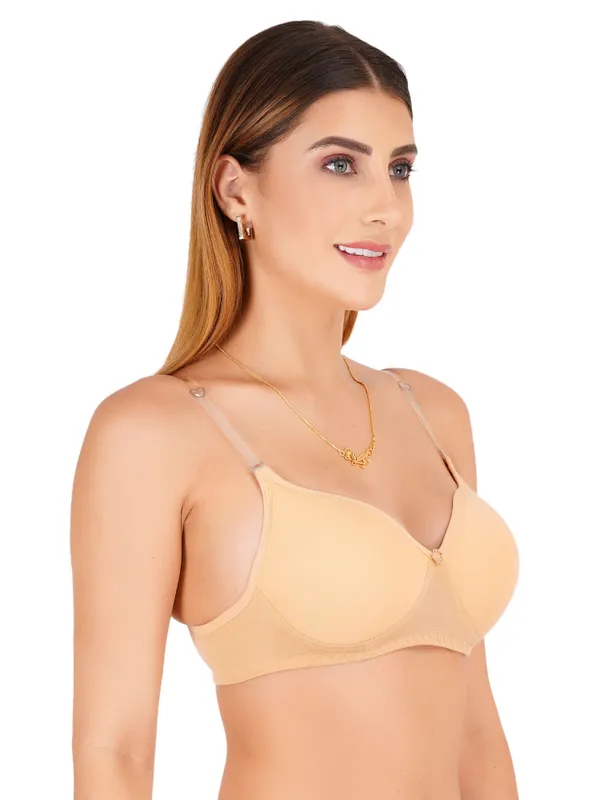 Beige_Cotton_Molded_Cup_Padded_Bra_For_Women