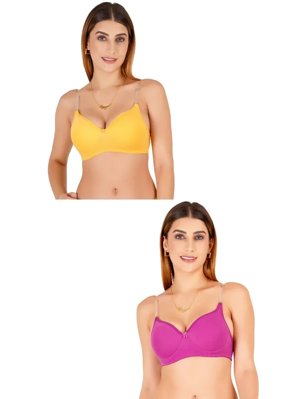 Yellow_And_Magenta_Cotton_Padded_Everyday_Bra_For_Women_Pack_Of_2