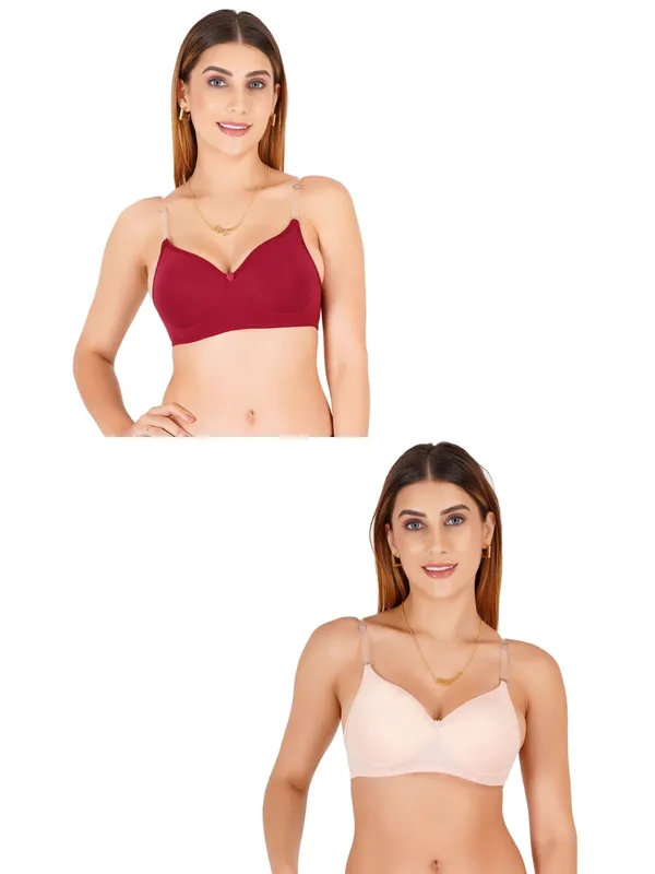 Tulzott_Women_Everyday_Padded_Bra_With_Transparent_With_Bra_Color_Strap_Pack_2