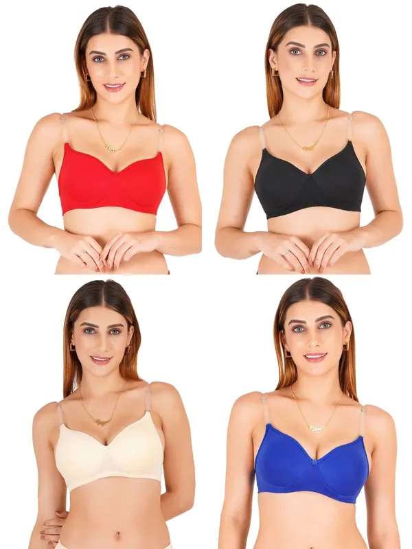 Multicolour_Cotton_Padded_Sweetheart_Bra_For_Women_Pack_Of_4