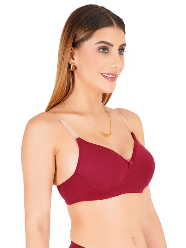 Burgundy_Cotton_Padded_Everyday_Bra_For_Women