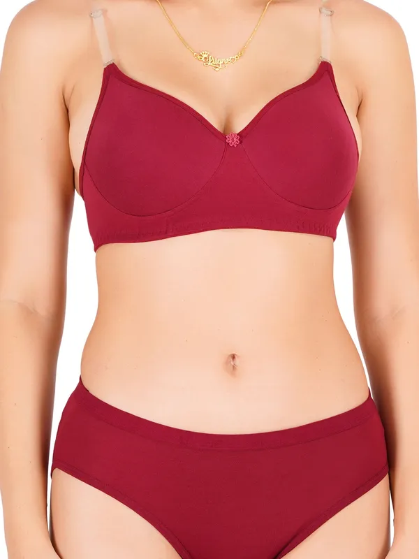 Burgundy_Cotton_Padded_Everyday_Bra_For_Women