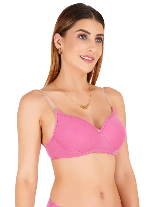 Pink_Cotton_Padded_Floral_Detail_Bra_For_Women