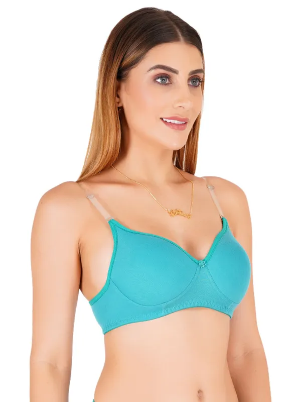 Turquoise_Cotton_Padded_Bra_For_Women