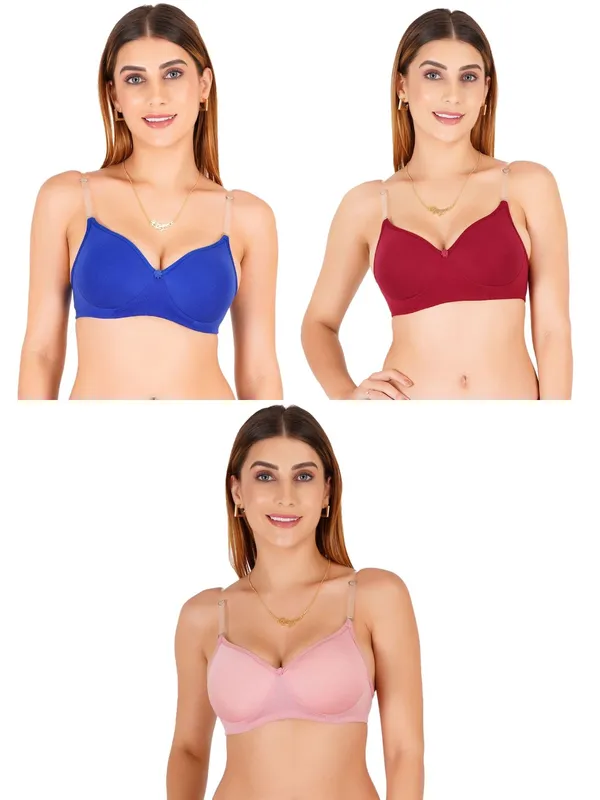 Cotton_Padded_Moulded_Cup_Transparent_Strap_Bra_For_Women_Pack_Of_3