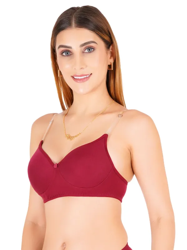 Burgundy_Cotton_Padded_Everyday_Bra_For_Women
