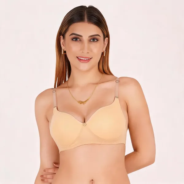 Beige_Cotton_Molded_Cup_Padded_Bra_For_Women