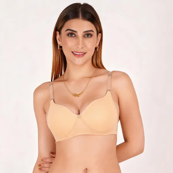 Beige_Cotton_Molded_Cup_Padded_Bra_For_Women