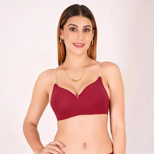 Burgundy_Cotton_Padded_Everyday_Bra_For_Women