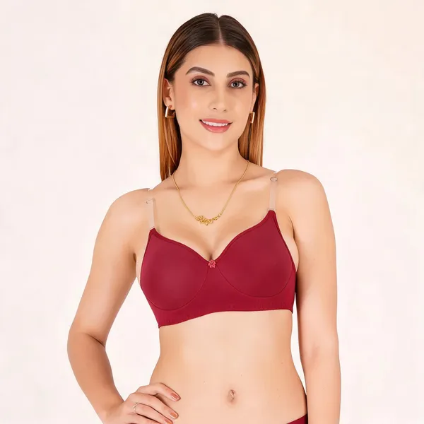 Burgundy_Cotton_Padded_Everyday_Bra_For_Women