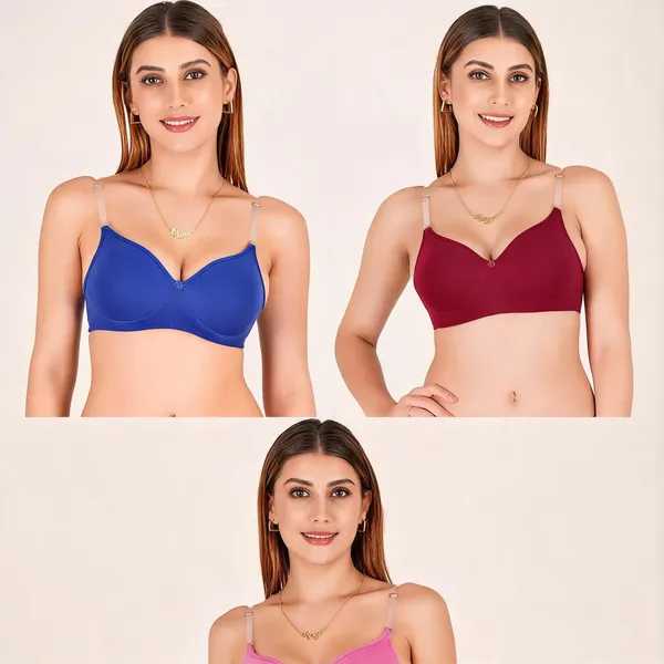 Multicolor_Cotton_Padded_V-Neck_Bow_Detail_Bra_For_Women_Pack_Of_3