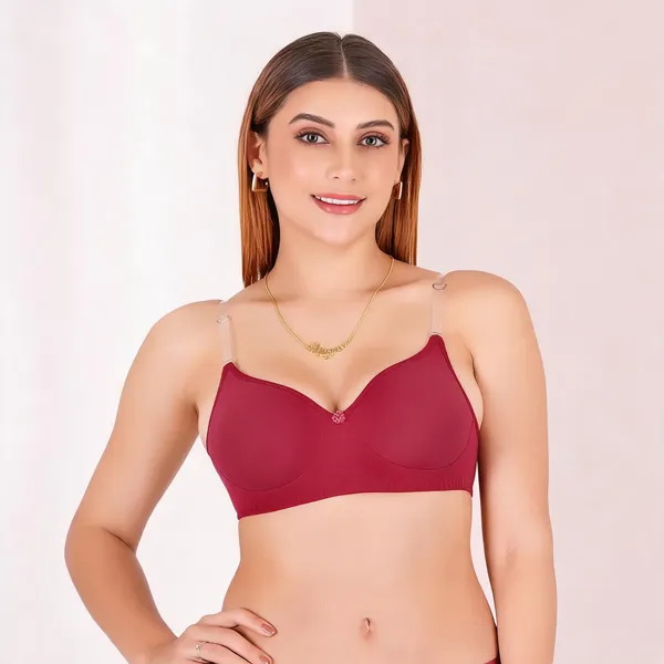 Maroon_Cotton_Padded_Transparent_Strap_Everyday_Bra_For_Women_Pack_Of_3