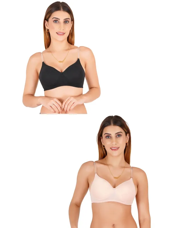 Tulzott_Women_Everyday_Padded_Bra_With_Transparent_With_Bra_Color_Strap_Pack_2