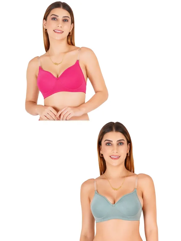 Pink_Cotton_Padded_Transparent_Strap_Everyday_Bra_For_Women_Pack_Of_2