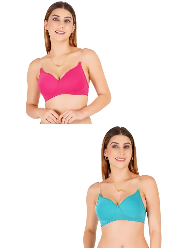 Pink_And_Teal_Tulzott_Cotton_Padded_Everyday_Bra_For_Women_Pack_Of_2