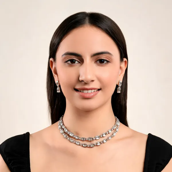White_&_Silver_Alloy_Jewellery_Set_For_Women