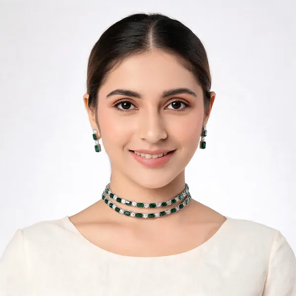 Green_&_White_Alloy_Jewellery_Set_For_Women