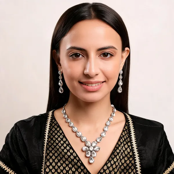 White_Alloy_Jewellery_Set_For_Women