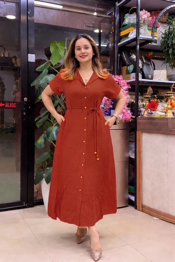 Brown_Rayon_Comfortable_Dress_For_Women