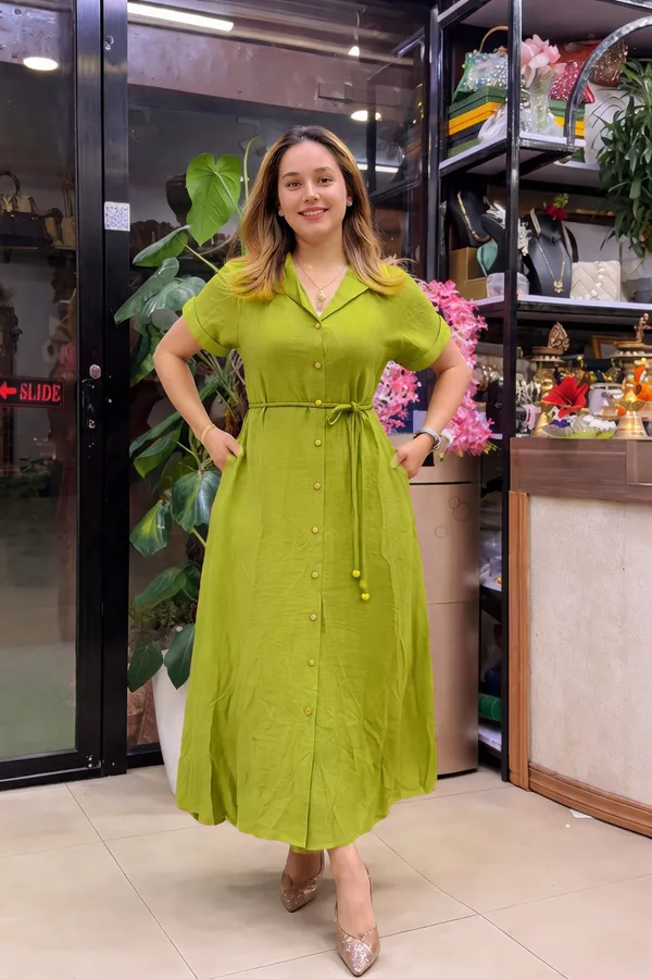 Green_Rayon_Comfortable_Dress_For_Women