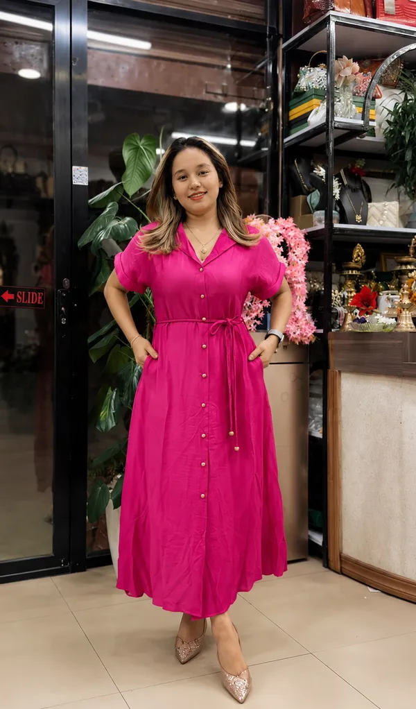 Pink_Rayon_Casual_Dress_For_Women
