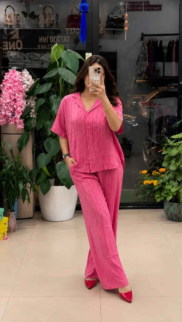 Pink_Linen_Straight_Fit_Co_Ord_Set_For_Women