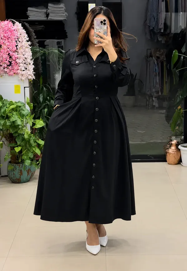Black_Rayon_Printed_Casual_Dress_For_Women