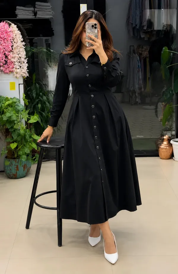 Black_Rayon_Printed_Casual_Dress_For_Women