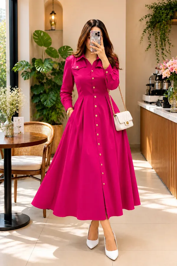 Pink_Rayon_Printed_Casual_Dress_For_Women