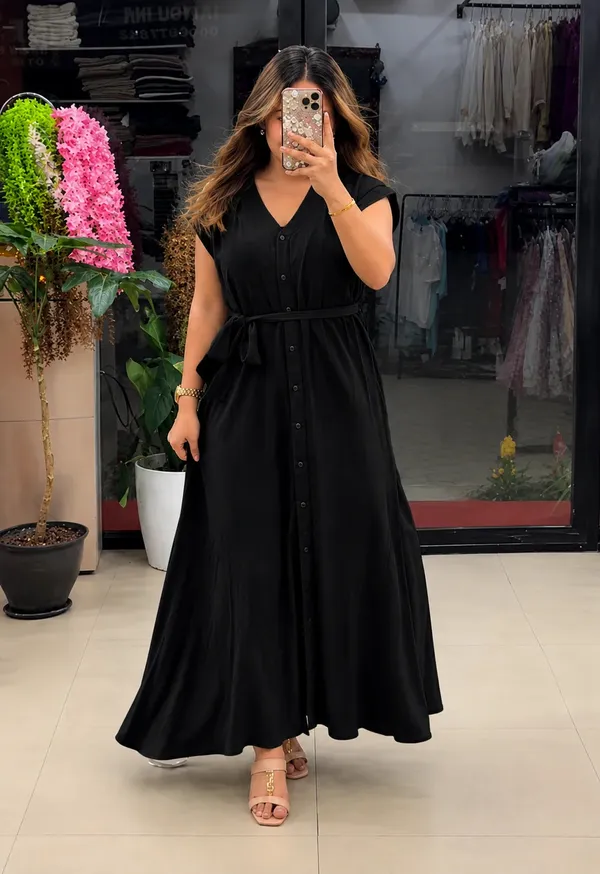Black_Rayon_Flattering_Fit_Casual_Dress_For_Women