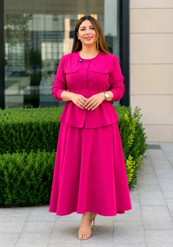 Pink_Rayon_Regular_Fit_Button_Down_Co_Ord_Set_For_Women