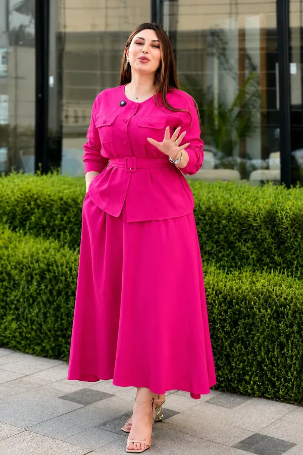 Pink_Rayon_Regular_Fit_Button_Down_Co_Ord_Set_For_Women