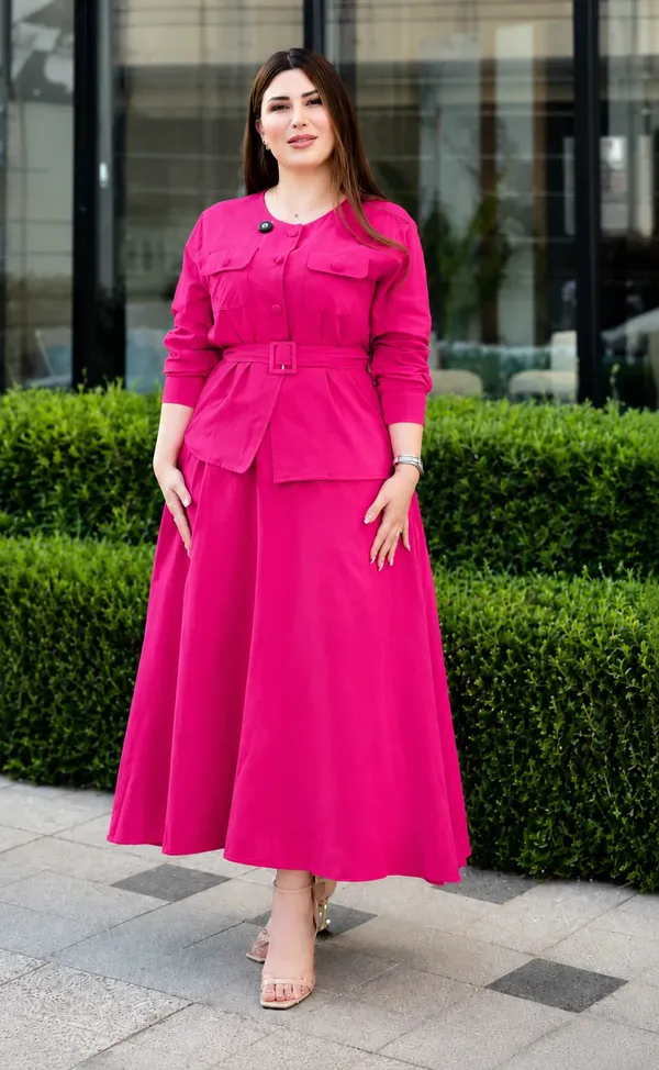 Pink_Rayon_Regular_Fit_Button_Down_Co_Ord_Set_For_Women