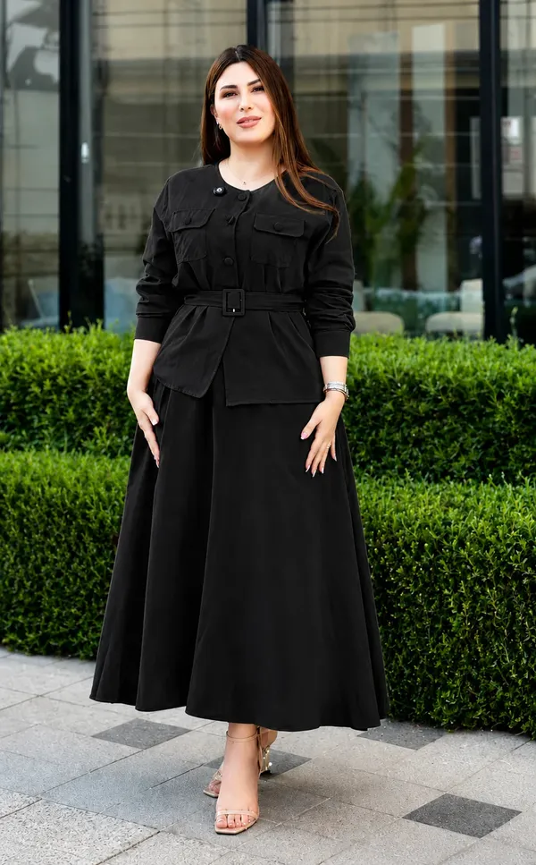 Black_Rayon_Regular_Fit_Button_Down_Co_Ord_Set_For_Women