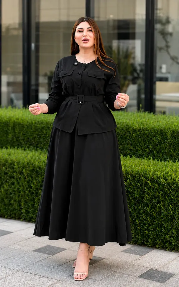 Black_Rayon_Regular_Fit_Button_Down_Co_Ord_Set_For_Women