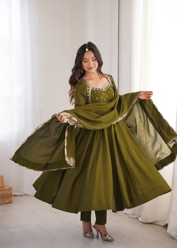 Olive_Green_Embroidered_Anarkali_Suit_with_Dupatta