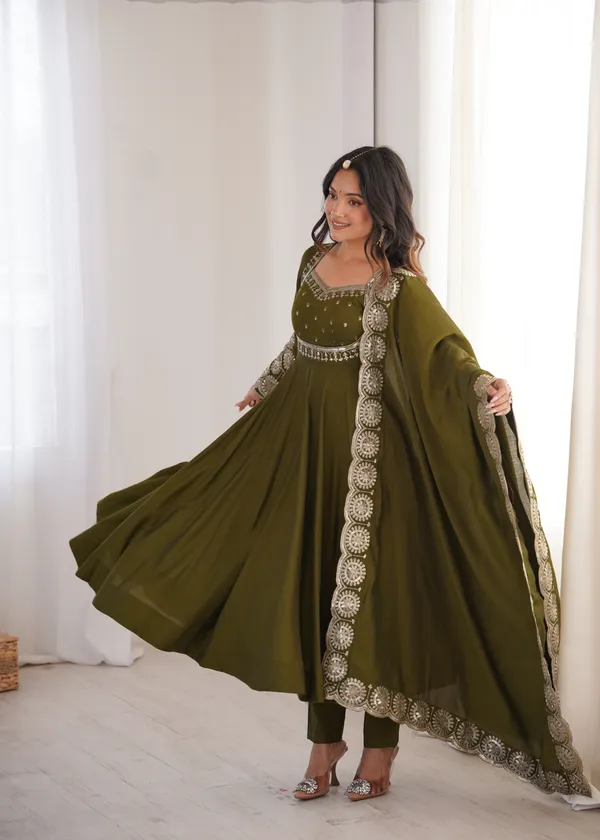 Olive_Green_Embroidered_Anarkali_Suit_with_Dupatta