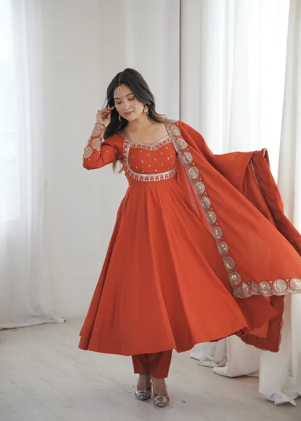 Orange_Embroidered_Ethnic_Suit_with_Dupatta