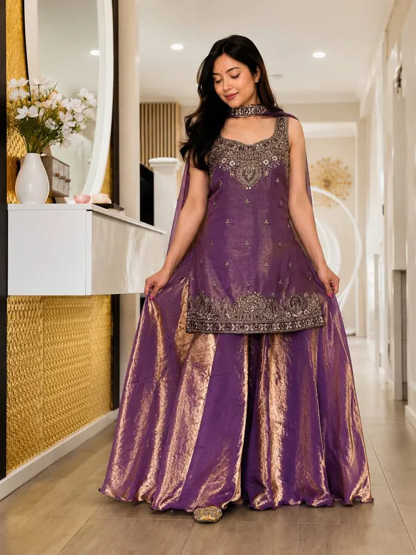 Purple_Embroidered_Kurta_Sharara_Set_For_Women