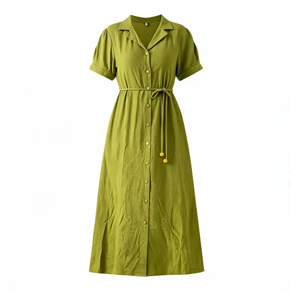 Green_Rayon_Comfortable_Dress_For_Women